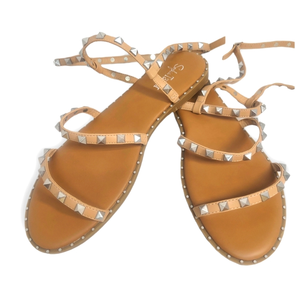 Sophia Taylor Studded Sandals, 11M, Alpha, 176827, New Without Tags, Brown, Tan